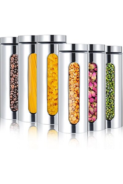 Mimorou 6 Pack Kitchen Canisters Set Airtight Coffee Sugar Tea Candy Storage ...