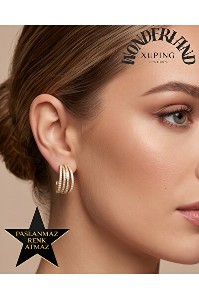 XUPING JEWELRY Trend Kadın Küpe - 14K Altın Renginde - Zirkon ve Kristal Taşl...