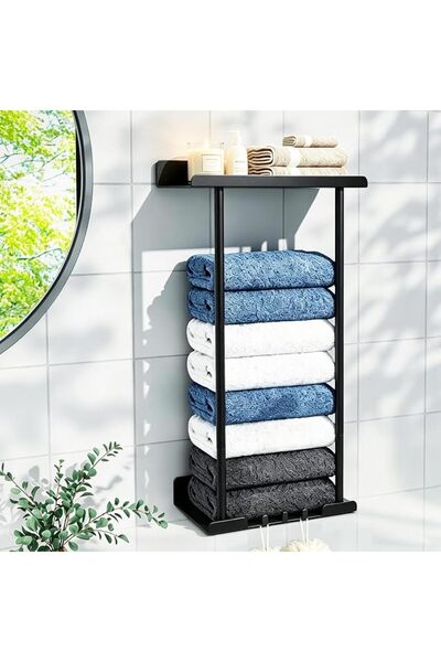 GENERAL Adjustable Towel Rack Wall Mounted, Telescopic Carbon Steel Towel Rai...