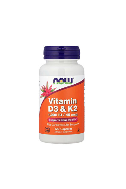 Now Foods Vitamin D-3 & K-2 1000 IU / 45 mcg - 120 Veg Caps