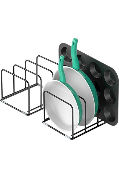 GENERAL KORRTFID Kitchen Cabinet Organizer, 2PSC Steel Cookware Holder, Divid...