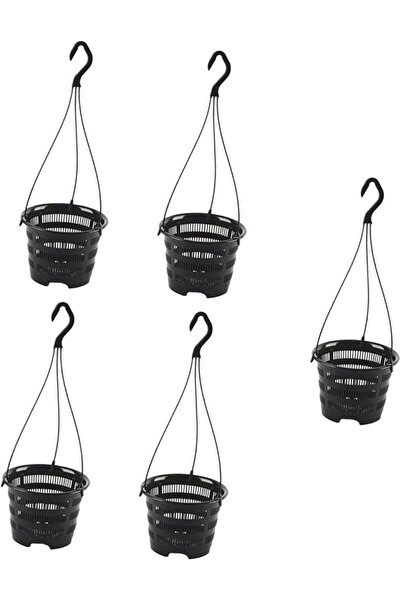 GENERAL 5 Sets Flowerpots Black Succulent for with Mounted Hook Hanger Handle...