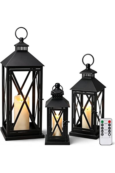 GENERAL فانوس شموع خارجي للزينة من ريتيس، أسود، 20.5 × 14 × 9.3 بوصة، أنيق