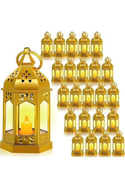 Hortsun 24 Pcs Vintage Mini Lantern with Flickering LED Candle Wedding Decora...