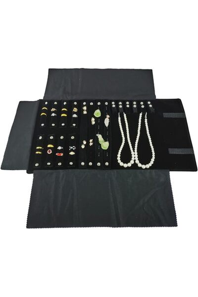 GENERAL Travel Jewelry Case, Velvet Jewelry Organizer Roll Bag