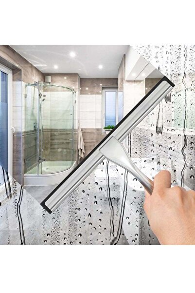 Arabest 1 Pc Shower Squeegee, Stainless Steel, Silicone Blade, 2 Adhesive Hoo...