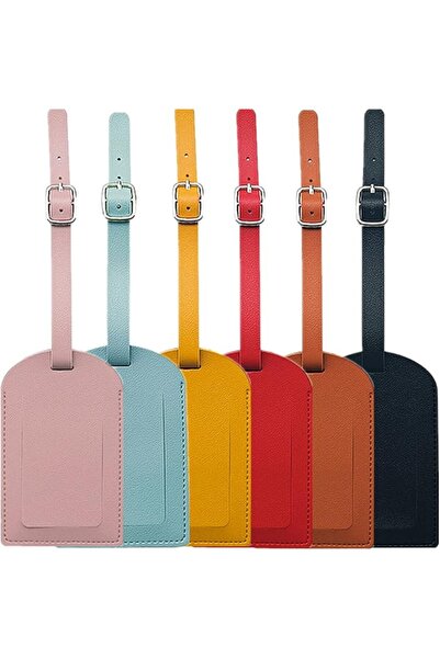GENERAL 6 Pack Luggage Tag, PU Leather Travel Tags Suitcase Labels Adjustable...