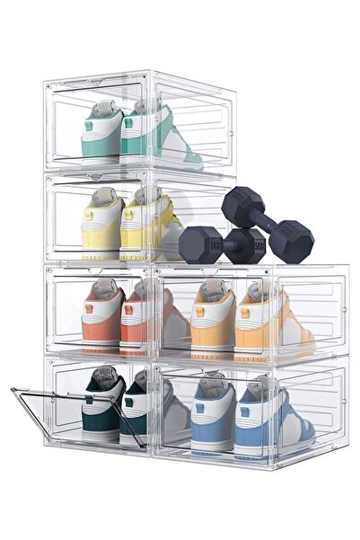 Arabest 6 Pack Clear Plastic Stackable Shoe Storage Boxes,Magnetic Front Door...