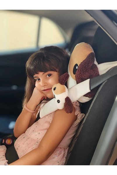 tosbai Car Pillow and Belt Set Christmas Road Companion Pillow Belt Car Stroller Decor