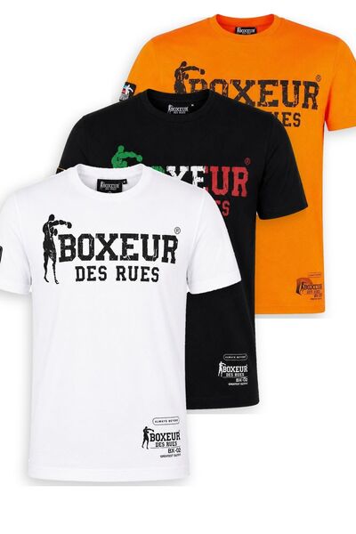 Boxeur Des Rues Tricouri bărbătești, pachet de 3, croială slim: Alb/Negru + N...