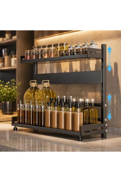 TOSHIONICS Spice Rack Organizer Free Standing, 2 Tier Kitchen Countertop Seas...
