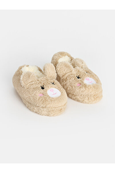 LC Waikiki Rmz Gi̇yi̇m Farki̇yla Girl's Plush Slippers with Rabbit Figure