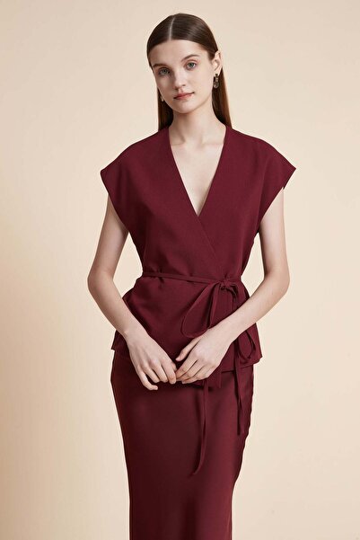 Yola Plain Sleeveless Blouse with Tie Detail