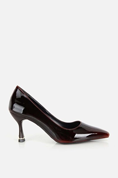 Yaya by Hotiç Kadın Bordo Rugan İnce Topuklu Stiletto