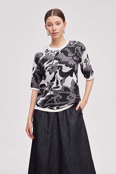 Livia Women's Patterned Knit Half-Sleeve Blouse