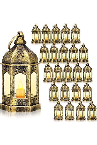 Hortsun 24 قطعة من الفوانيس الصغيرة الكلاسيكية مع شموع LED وامضة، فوانيس زينة...