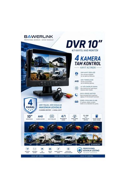 Midcom Bawerlink BW-9002 4 Kameralı Kayıtlı Biçer & Kamyon & Tır Seti