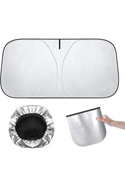 GENERAL Smilefil Car Windshield Sun Shade with Steering Wheel Cover & Storage...