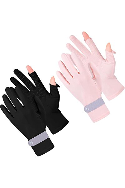 Arabest 2 Pairs Women's UV Sun Gloves,Ice Silk Quick Drying Driving and Ridin...