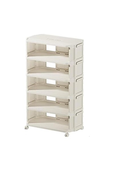 Arabest Portable 5-Layer Shoe Storage Organizer with Wheels,Detachable Footwe...