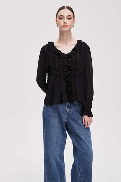 Livia Women's Ruffle-Detail Long-Sleeve Top