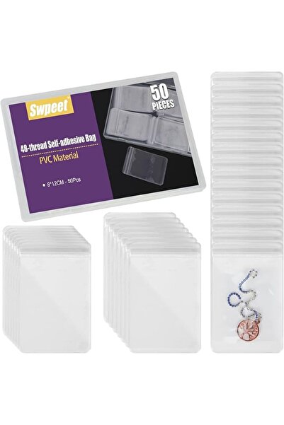 Swpeet 50Pcs 3.15"×4.7" Thick Clear PVC Jewelry Bags, Self Adhesive Portable ...