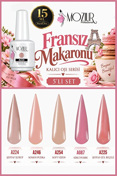 MOZIUR Fransız Makaronu Kalıcı Oje Serisi 15ml Büyük Boy