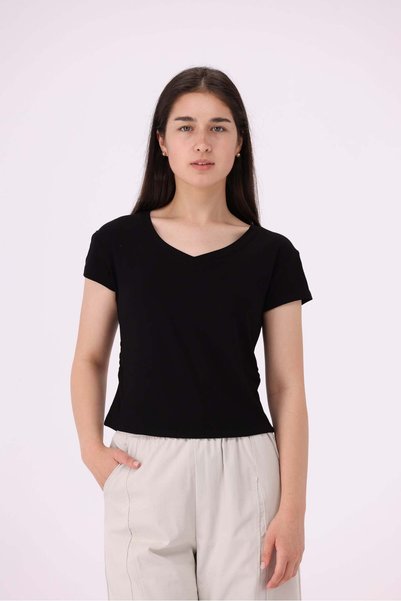 Livia Women's Plain Short-Sleeve V-Neck Top