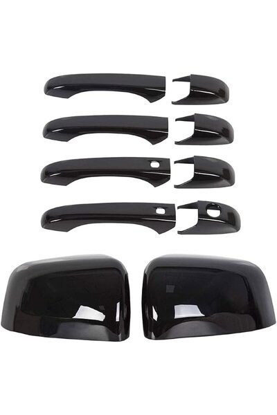 sportuli Black Mirror Covers +Door Handle Covers Replacement for 2011-2019 J-...