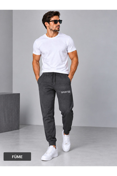 TREND ALİSSE Men's Black Sweatpants - Sports Sweatpants with Pockets and Elas...