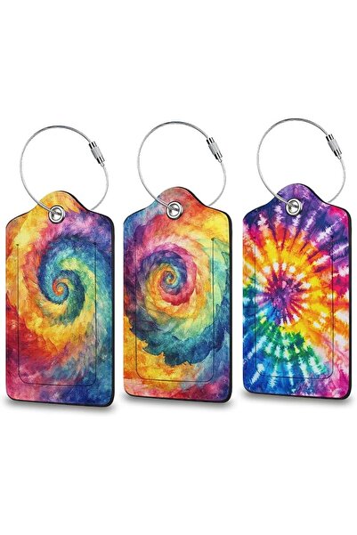 GENERAL Tie Dye Luggage Tags for Suitcase, 3 Pack Luggage Tag with Privacy Fl...