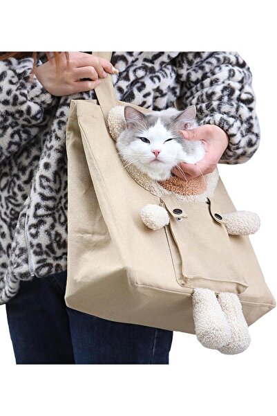 Arabest Cat Carrier Canvas Shoulder Bag for Small Pets,Bear-Shaped Portable P...