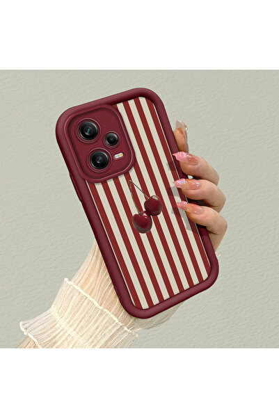 PATTERNOVA Redmi Note 12 Pro 5G Uyumlu Retro Tarz Kiraz Çizim Kılıf, Nazik Fe...