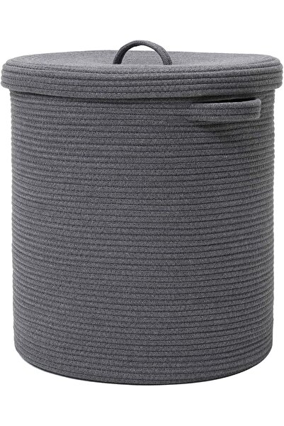 Cottonphant 16" x 16" x 18" Extra Large Storage Basket with Lid, Cotton Rope ...