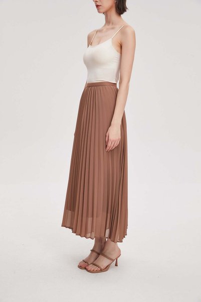 Livia Women's Midi Plain Pleated Skirt