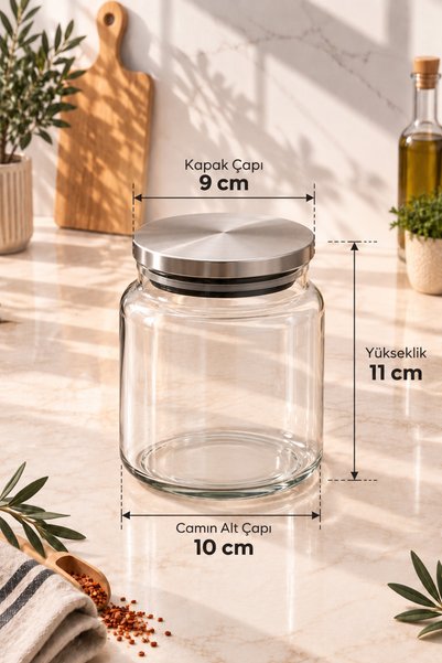 Mutfak Köşesi Prestige 6’lı 500 ml Metal Vakum Kapaklı Cam Baharatlık Seti – Etiket Hediyeli