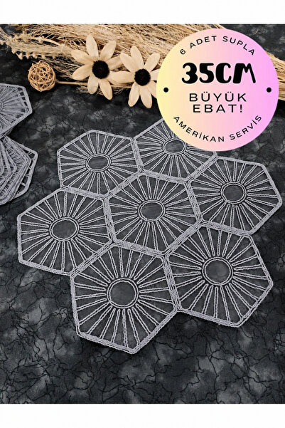 Çt Çeyizci Tekstil Supla, Gri Amerikan Servis 6lı Supla, 6 Adet Supla, 6lı Ta...