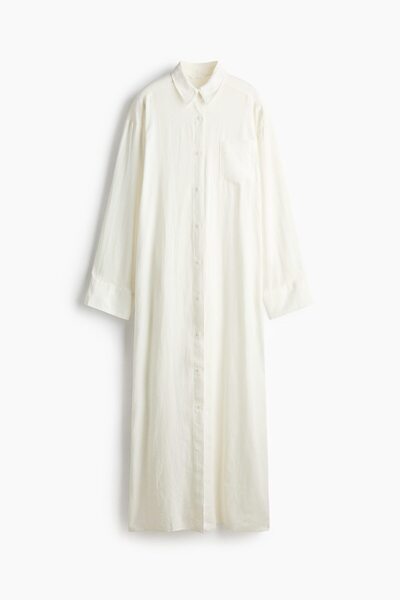 H&M Keten Karışımlı Gömlek Elbise