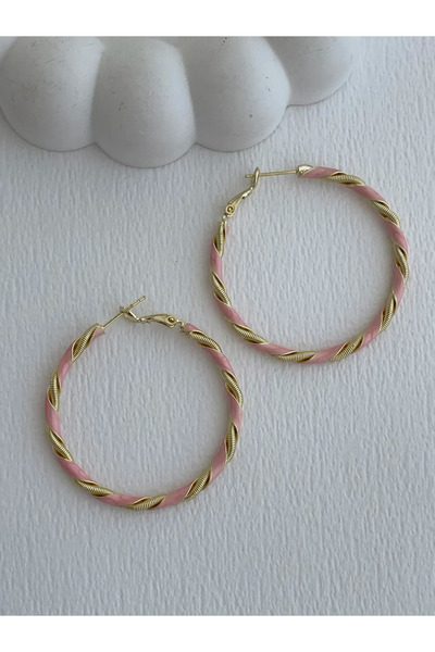 Luparadis Special Series Pink & Gold Spiral Design Hoop Earrings