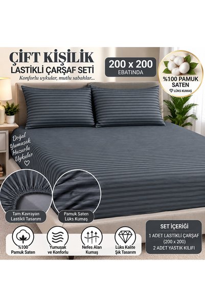 VeronicA Striped Satin Fitted Sheet