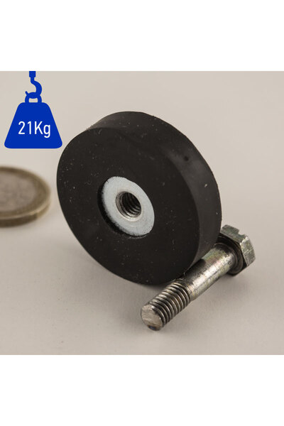 Magnitech Μαγνητικό Ελαστικό Επίθεμα Φ36x8.5mm με Εσωτερικό Σπείρωμα M6, Νεοδ...