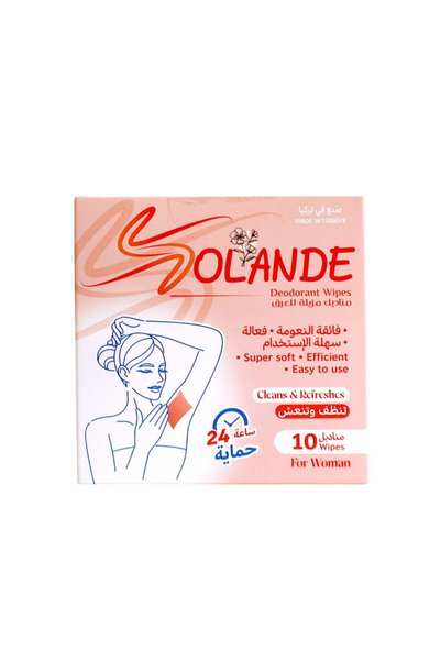 Solande مناديل مزيلة للعرق فائقة النعومة توفر حماية لمدة 24 ساعة للنساء - 10 قطع