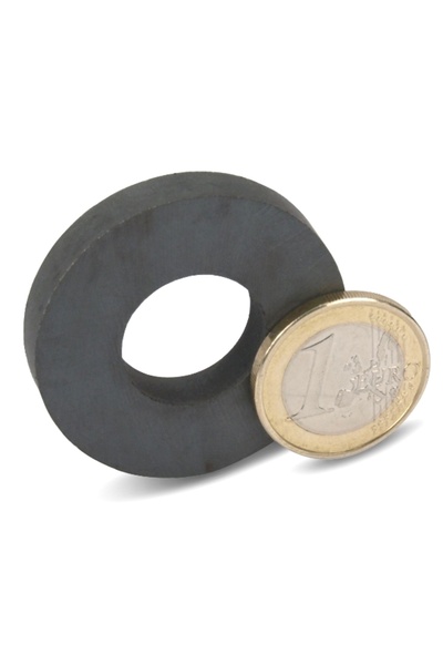 Magnitech Μαγνήτης Δακτυλίου Φ39x7x18mm Φερρίτης Διάμετρος Οπής Δύναμη Έλξης 2kg