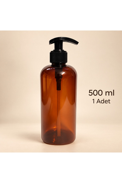 makrobay 500 ml Amber PET Pompalı Boş Şişe Siyah Losyon Pompası Sabun Şampuan Şişesi