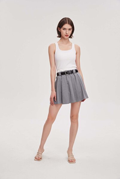 Livia Women's Short Plain Pleated Skirt