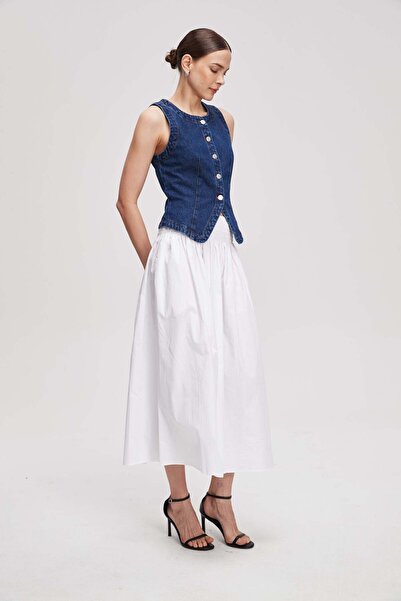 Livia Women's Denim Sleeveless Button-Detail Top