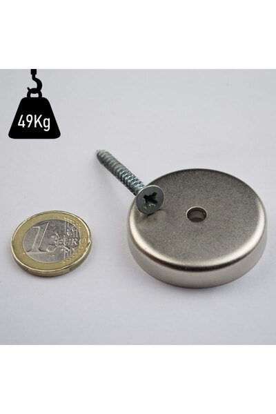 Magnitech Μαγνήτης Νεοδυμίου με Βάση Πλάκας Φ40x8x5.5mm με Εσοχή, Δύναμη Έλξη...