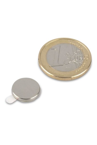Magnitech Μαγνητικός Δίσκος Φ12x2mm Αυτοκόλλητος Νεοδυμίου Δύναμη Έλξης 1.4kg