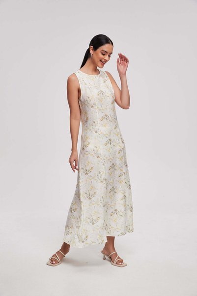 Livia Women's Midi Plain Sleeveless Dress