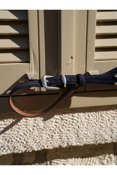 PAREZ 100% Genuine Suede Leather Thin Tin-Coated Buckle Belt 3 cm